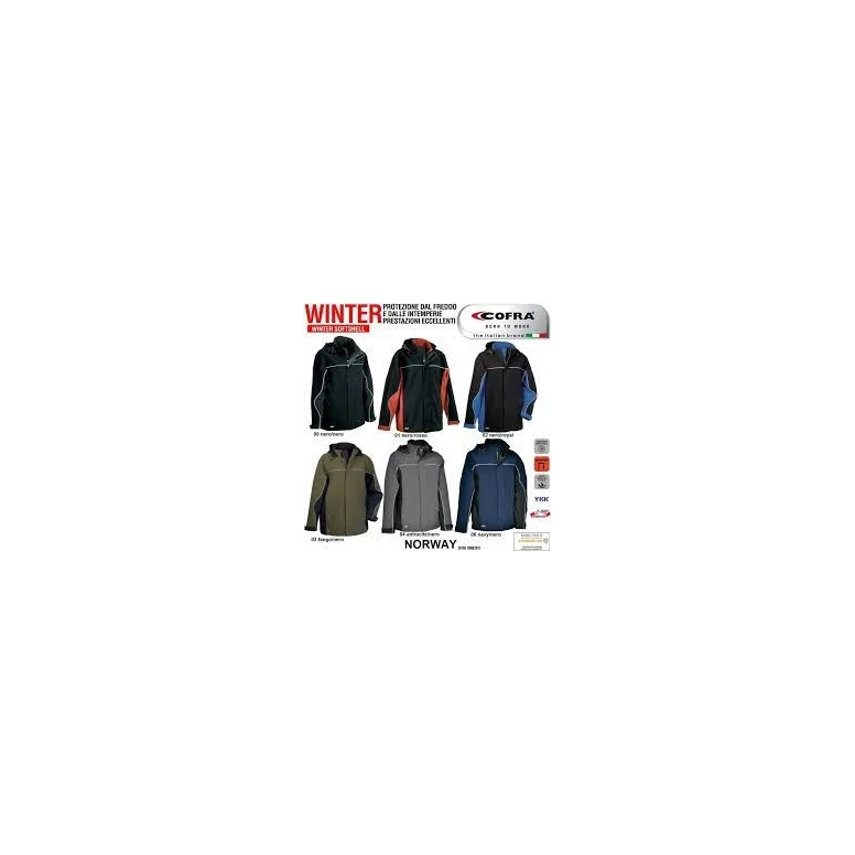 Chaqueta con capucha de trabajo Softshell elástica stretch Multibolsillos Cofra Norway V093-0-00