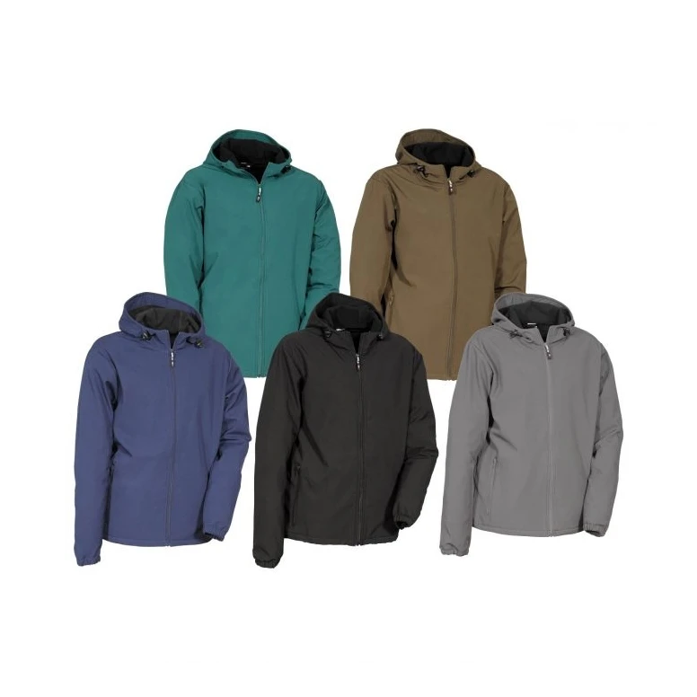 Chaqueta con capucha de trabajo elástica stretch Softshell Cofra Vannas con interior de forro polar V546-0-02