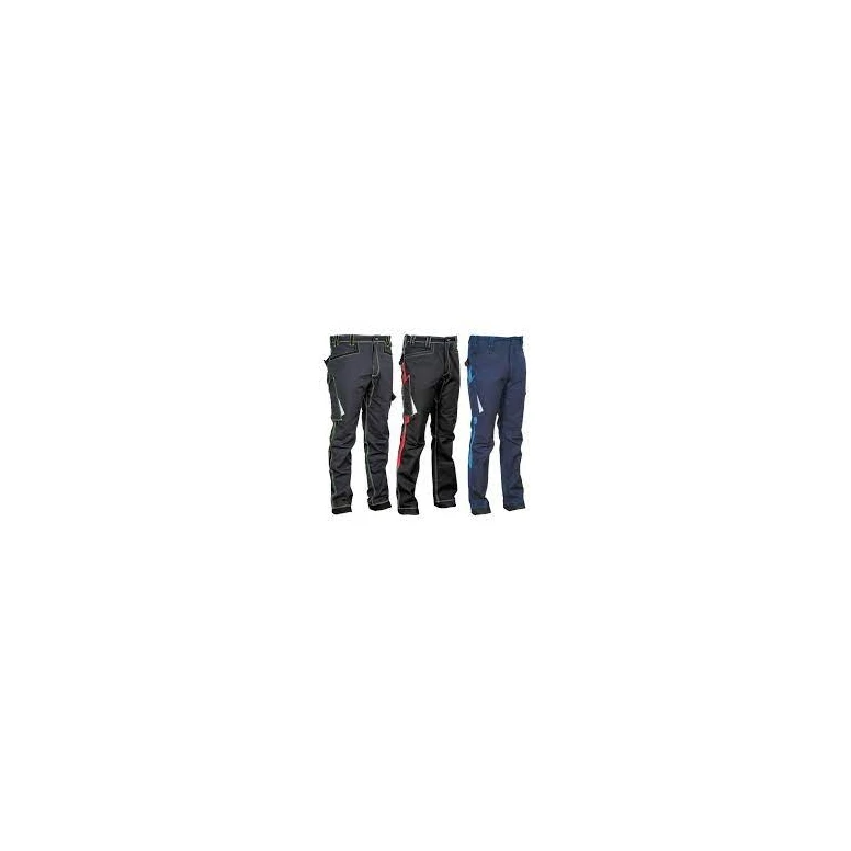 Liquidación total - Pantalón de trabajo Stretch Elásticos Multibolsillos Cofra Montijo V482-0-04 Número 46 Color Negro Rojo