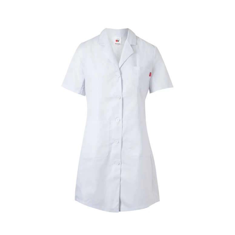 Bata sanitaria de trabajo semi ajustada de manga corta Multibolsillos Velilla Mujer 539003