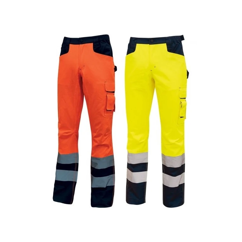 Liquidación total - Pantalón de trabajo Alta visibilidad Multibolsillos U-Power Beacon HL156YF color naranja flúor Talla 4xl
