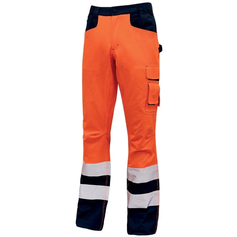 Liquidación total - Pantalón de trabajo Alta visibilidad Multibolsillos U-Power Beacon HL156YF color naranja flúor Talla 4xl