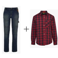 Conjunto de trabajo Diadora Pantalones vaqueros de trabajo Stone Plus &amp; Camisa de franela Diadora Padded Shirt