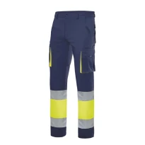 Pantalón bicolor de trabajo Alta visibilidad Elástico Multibolsillos Velilla 303002S