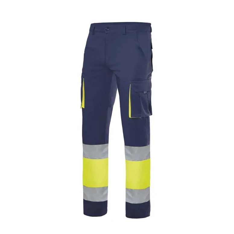 Pantalón bicolor de trabajo Alta visibilidad Elástico Multibolsillos Velilla 303002S