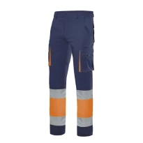 Pantalón bicolor de trabajo Alta visibilidad Elástico Multibolsillos Velilla 303002S 2