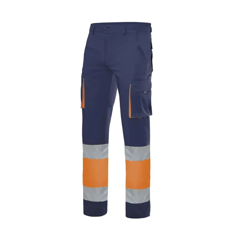 Pantalón bicolor de trabajo Alta visibilidad Elástico Multibolsillos Velilla 303002S