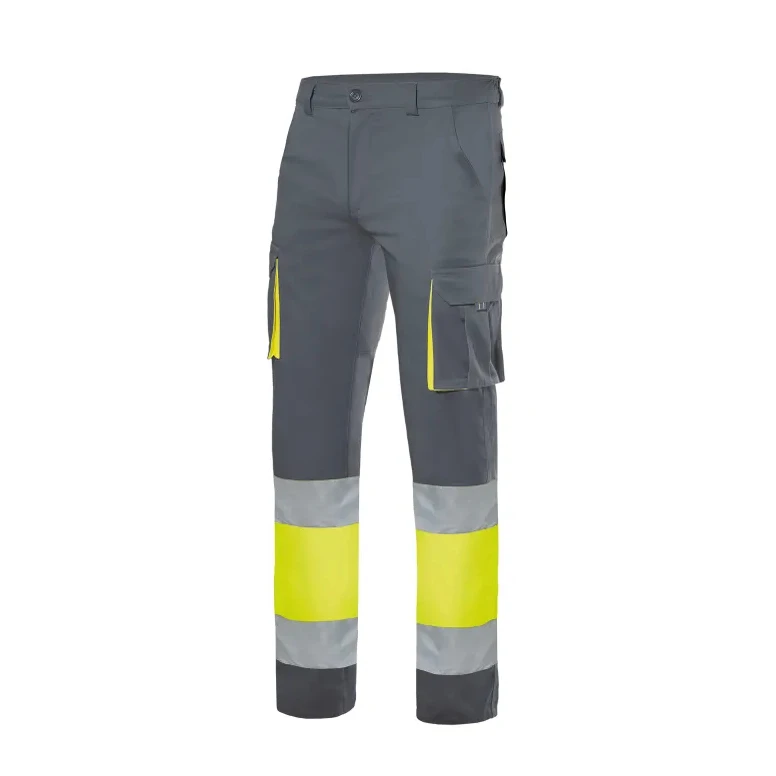 Pantalón bicolor de trabajo Alta visibilidad Elástico Multibolsillos Velilla 303002S