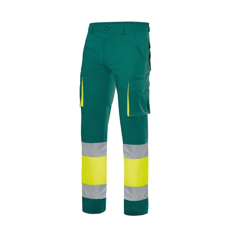 Pantalón bicolor de trabajo Alta visibilidad Elástico Multibolsillos Velilla 303002S