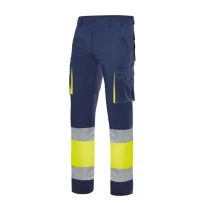 Pantalón bicolor de trabajo 100% Algodón Alta visibilidad Multibolsillos Velilla 303007