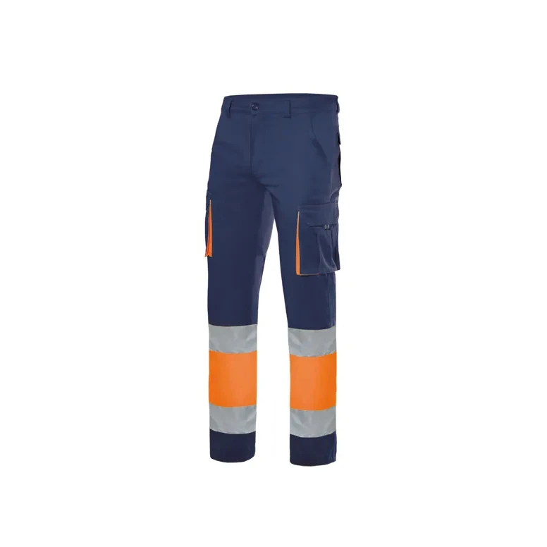 Pantalón bicolor de trabajo 100% Algodón Alta visibilidad Multibolsillos Velilla 303007