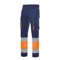 Pantalón bicolor de trabajo 100% Algodón Alta visibilidad Multibolsillos Velilla 303007