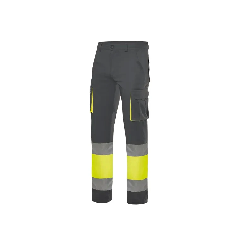Pantalón bicolor de trabajo 100% Algodón Alta visibilidad Multibolsillos Velilla 303007