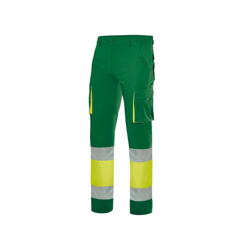 Pantalón bicolor de trabajo 100% Algodón Alta visibilidad Multibolsillos Velilla 303007