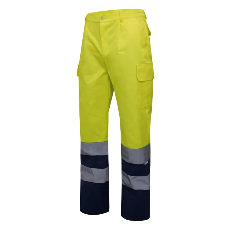 Pantalón bicolor de trabajo Alta visibilidad Multibolsillos Velilla 303001