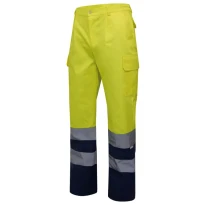 Pantalón bicolor de trabajo Alta visibilidad Multibolsillos Velilla 303001