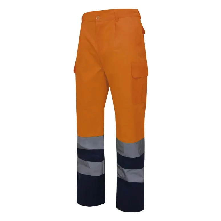 Pantalón bicolor de trabajo Alta visibilidad Multibolsillos Velilla 303001