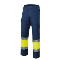 Pantalón bicolor de trabajo Alta visibilidad Multibolsillos Velilla 157