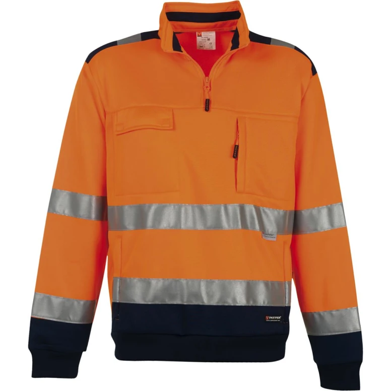 Sudadera bicolor con cremallera corta de trabajo Alta Visibilidad Multibolsillos Payper Vision