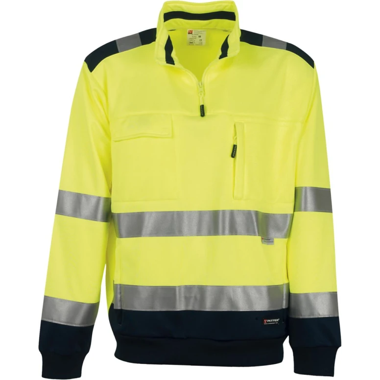 Sudadera bicolor con cremallera corta de trabajo Alta Visibilidad Multibolsillos Payper Vision