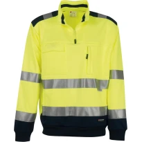 Sudadera bicolor con cremallera corta de trabajo Alta Visibilidad Multibolsillos Payper Vision