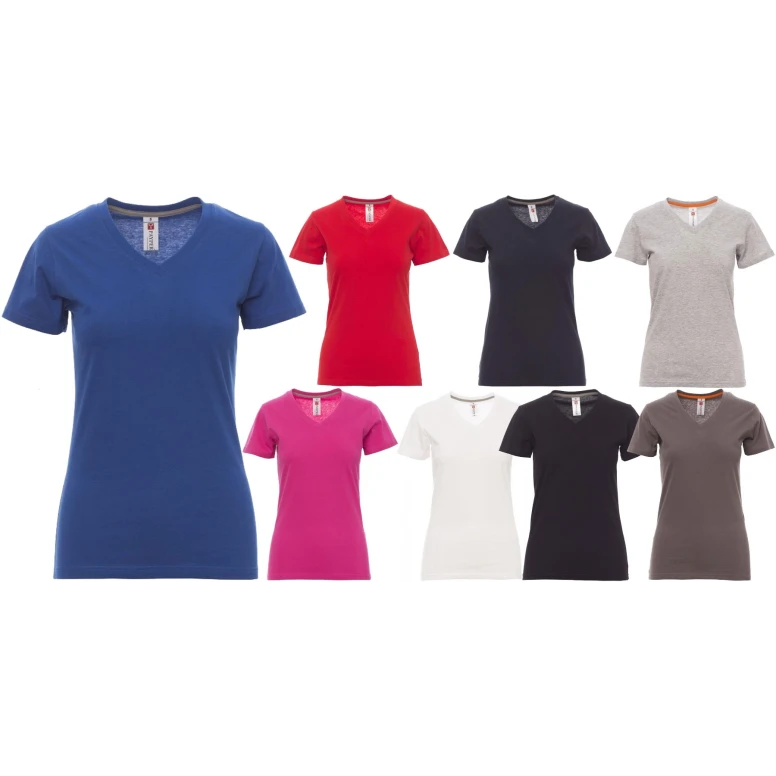 Camiseta de cuello en V de manga corta en 100% Algodón V-Neck Mujer - Payper