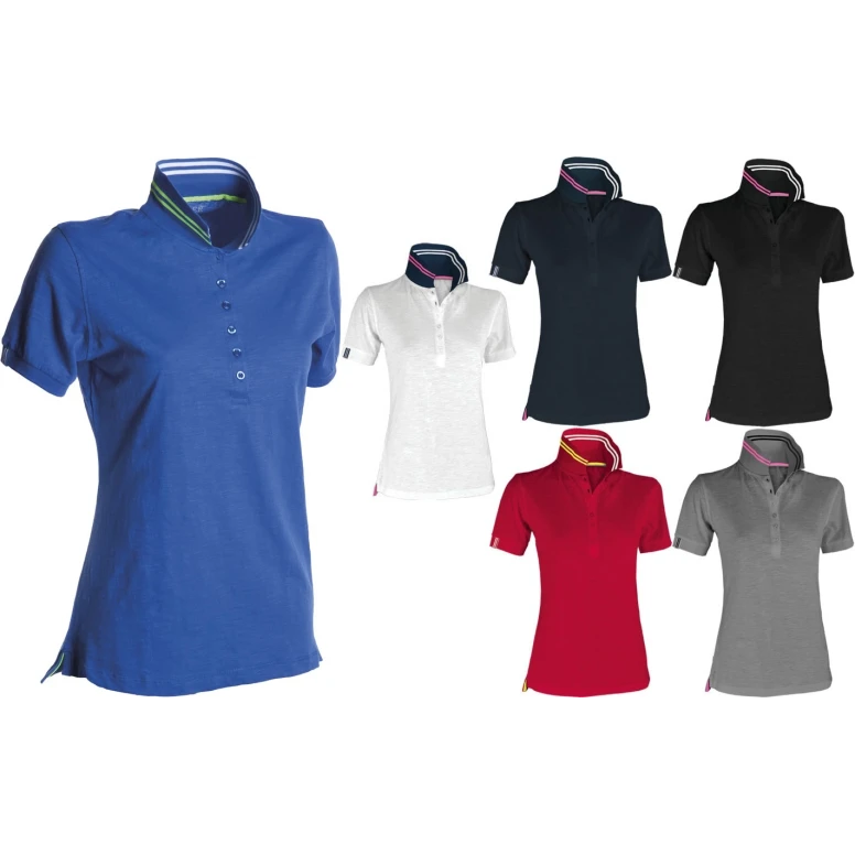 Polo de manga corta Nautic Mujer con rayas fluorescentes en el cuello - Payper