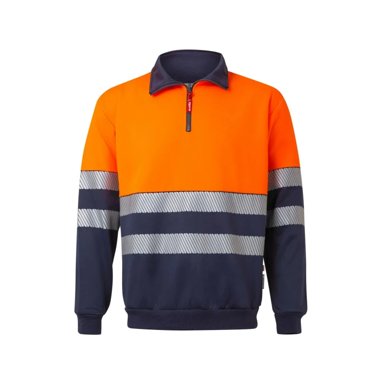 Sudadera bicolor con cremallera corta de trabajo Alta visibilidad Velilla RS 305703