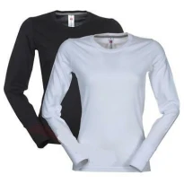 Liquidación total - T-shirt Cuello redondo a Manga larga de Algodón Pineta Mujer - Payper AY 7501 Talla L Color Blanco