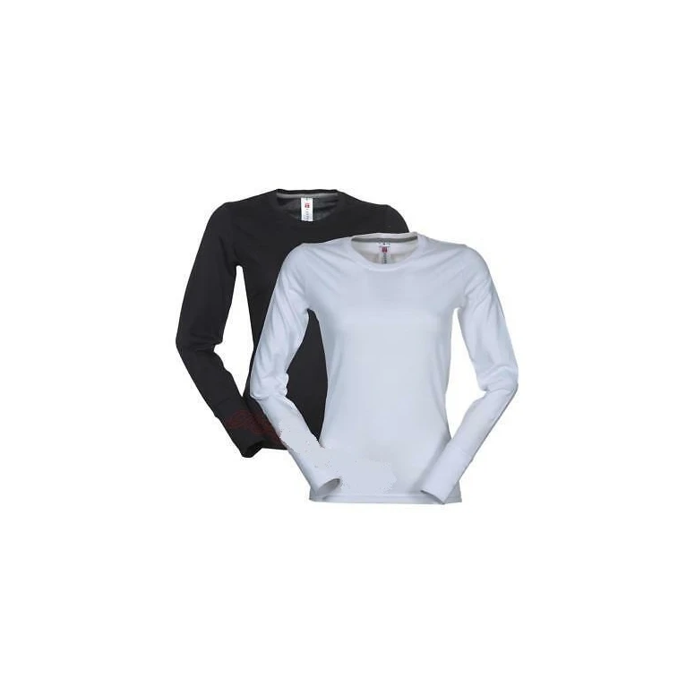 Liquidación total - T-shirt Cuello redondo a Manga larga de Algodón Pineta Mujer - Payper AY 7501 Talla L Color Blanco