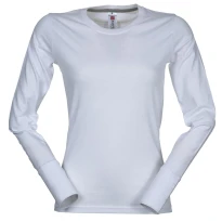 Liquidación total - T-shirt Cuello redondo a Manga larga de Algodón Pineta Mujer - Payper AY 7501 Talla L Color Blanco 2
