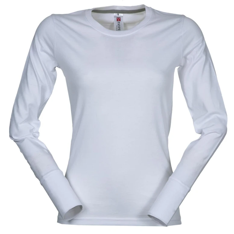 Liquidación total - T-shirt Cuello redondo a Manga larga de Algodón Pineta Mujer - Payper AY 7501 Talla L Color Blanco