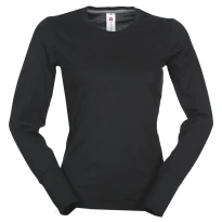 Liquidación total - T-shirt Cuello redondo a Manga larga de Algodón Pineta Mujer - Payper AY 7501 Talla L Color Blanco