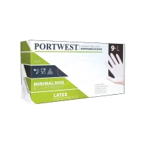 100 Piezas - Guantes de trabajo desechables de látex sin talco - A915 Portwest