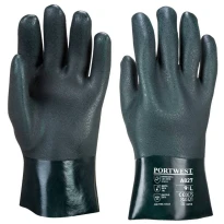 12 Pares - Guantes de trabajo PVC de doble armadura 27cm - A827 Portwest