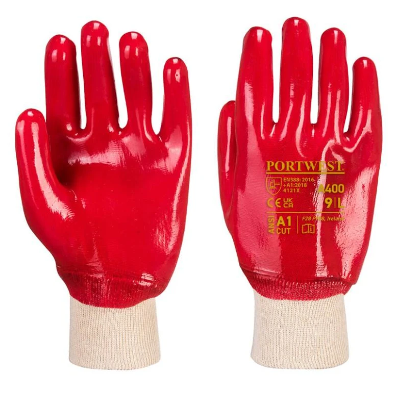 12 Pares - Guantes de trabajo de PVC con puño de malla elástica - A400 Portwest