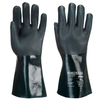 12 Pares - Guantes de trabajo PVC de doble armadura 35cm - A835 Portwest