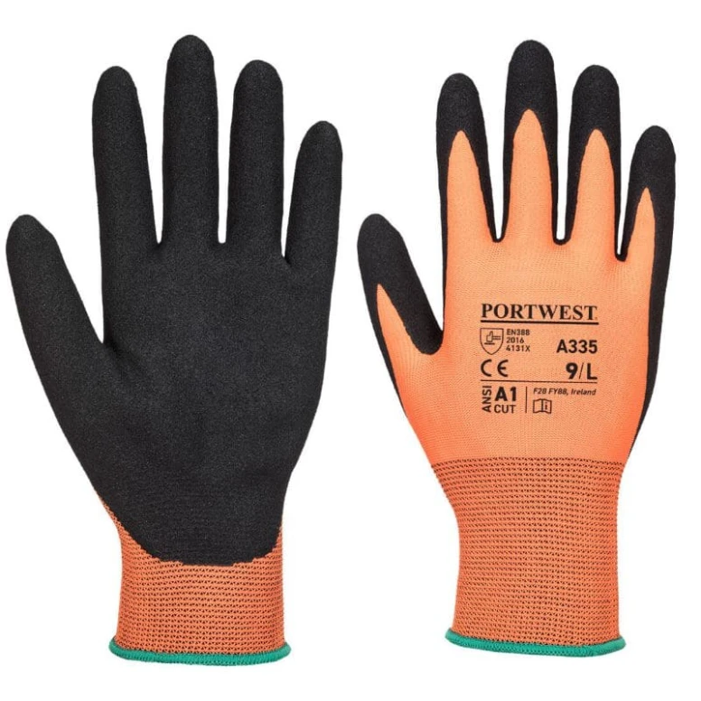 12 Pares - Guantes de trabajo Dermi-Grip NPR15 de Nitrilo Sandy - A335 Portwest