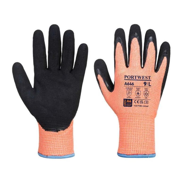 12 Pares - Guantes de trabajo anticorte Vis-Tex invernales HR de Nitrilo - A646 Portwest