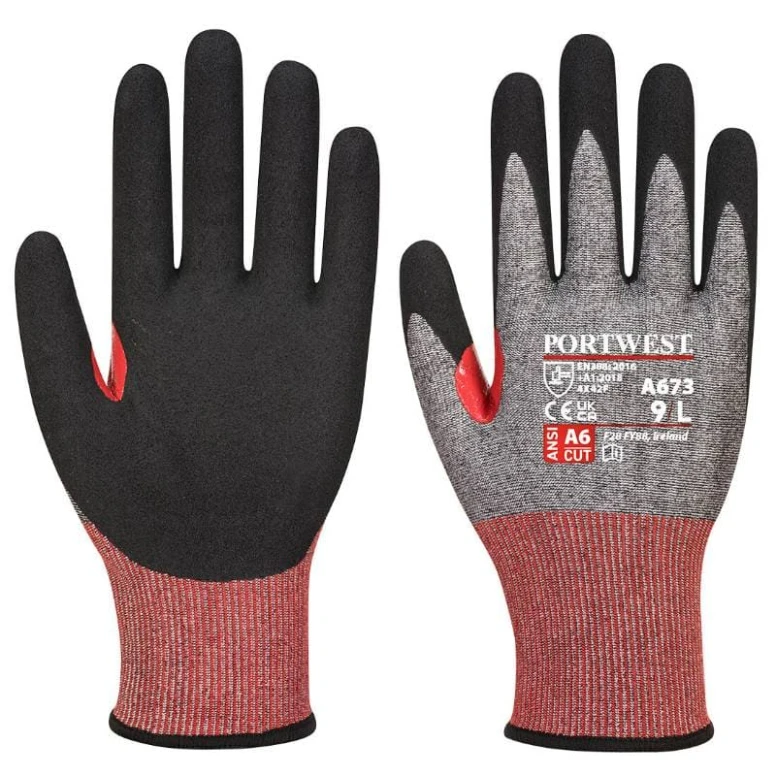 12 Pares - Guantes de trabajo anticorte en espuma de nitrilo CS AHR18 Portwest