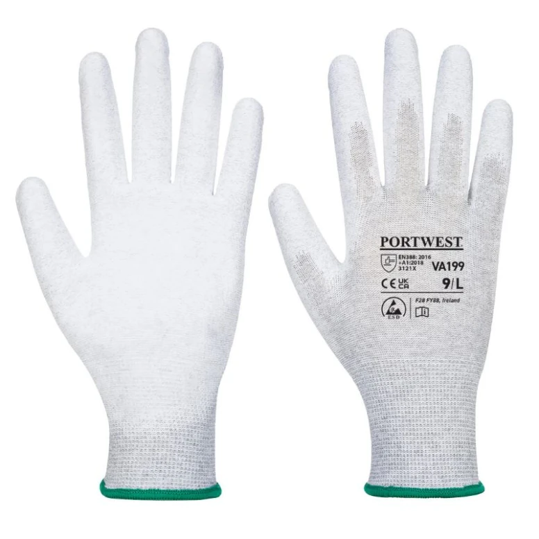 24 Pares - Guantes de trabajo antistáticos con palma de PU - VA199 Portwest