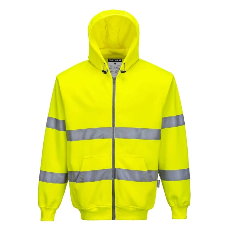 Sudadera de trabajo con Capucha cremallera completa Alta Visibilidad Portwest B305