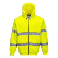 Sudadera de trabajo con Capucha cremallera completa Alta Visibilidad Portwest B305