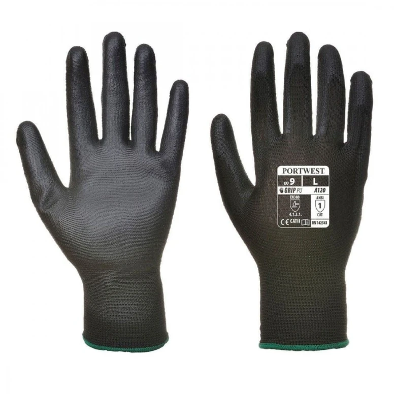 Guantes de trabajo recubiertos de poliuretano con soporte de nylon