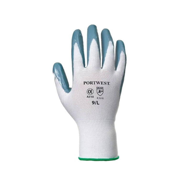 Guantes de trabajo recubiertos de nitrilo con soporte de nylon e hilo continuo