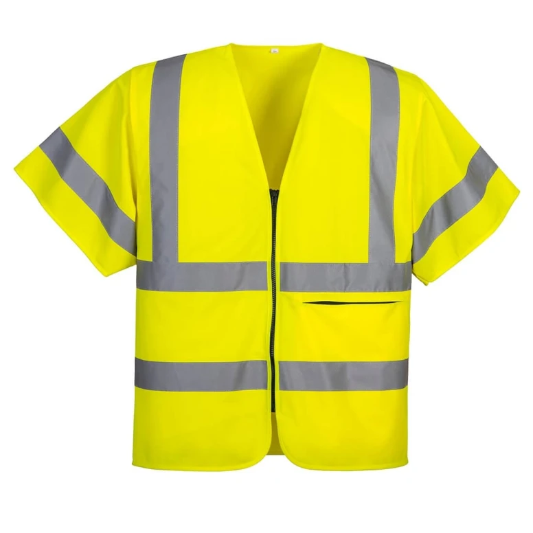 Liquidación total - Chaleco de trabajo Manga corta con cremallera Portwest C372 Talla M Color amarillo