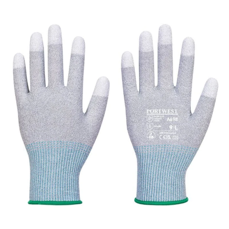 12 Pares - Guantes de trabajo con palma en PU MR13 ESD - A698 Portwest