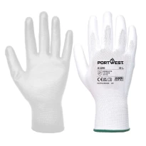 Guantes de trabajo recubiertos de poliuretano con soporte de nylon - Blanco