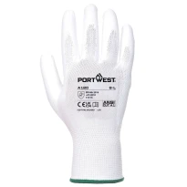 Guantes de trabajo recubiertos de poliuretano con soporte de nylon - Blanco