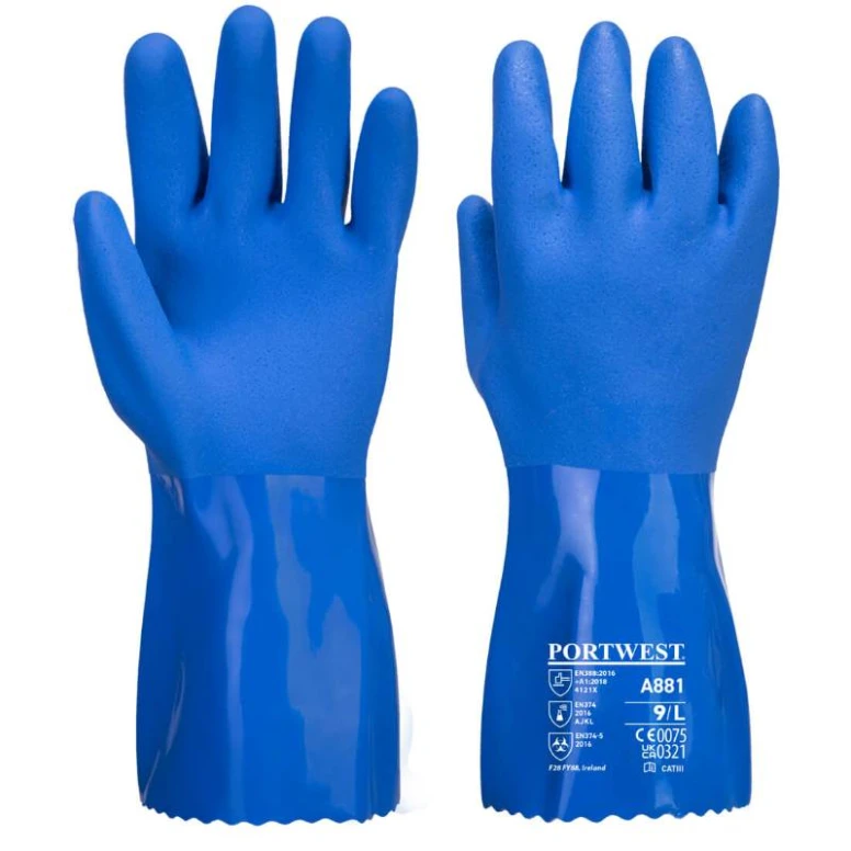 12 Pares - Guantes de trabajo de protección en PVC Ultramarine - A881 Portwest